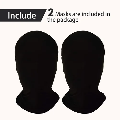 Vista 2 de 2 máscaras de cara completa negras de segunda piel capucha de elastano para Halloween Cosplay para tela unisex