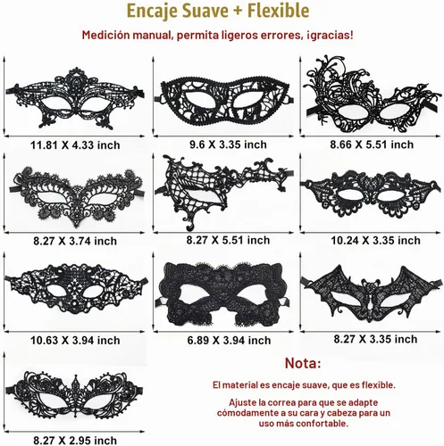 Vista 4 de Máscara de mascarada para mujer, de encaje, veneciana, de Halloween, para fiesta, disfraces, Mardi Gras, carnaval, cosplay