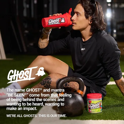 Vista 6 de GHOST BCAA - Suplemento de aminoácidos en polvo, frambuesa azul, 30 porciones, sin azúcar, aminopolvo para después del entrenamiento y bebida