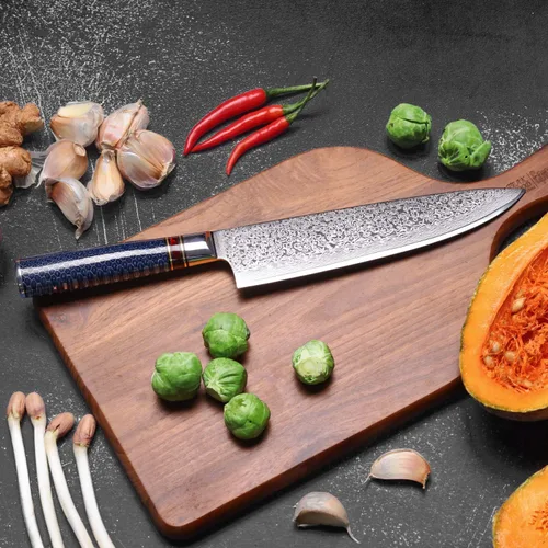 Vista 6 de Cuchillo de chef de 8 pulgadas, cuchillo de chef japonés VG10, cuchillo de cocina japonés VG10, cuchillo de cocina de acero inoxidable de alto