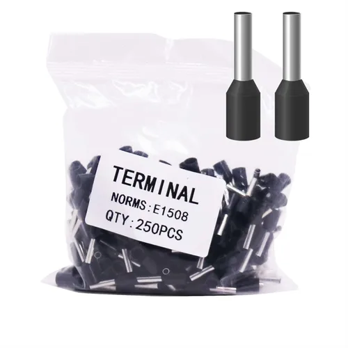 Vista 10 de Fidioto Terminales de Casquillos de Alambre 6AWG, 250 piezas de conectores de casquillos negros 6AWG para uso eléctrico, industrial, químico