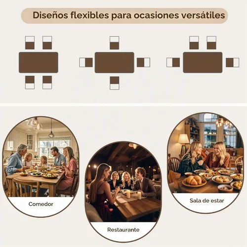 Vista 7 de Juego de mesa de comedor de 5 piezas para 4, juego de mesa de cocina rectangular de madera maciza con 4 sillas, juego de comedor de madera que