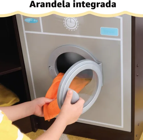 Vista 5 de KidKraft Ultimate - Cocina de esquina de madera con luces y sonidos, teléfono de juego y cortinas, Espresso, regalo para niños de 3 años en adelante