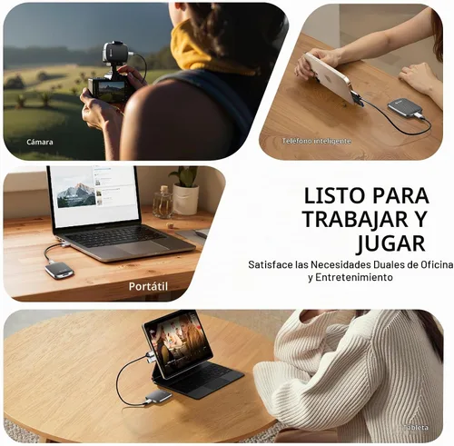 Vista 6 de PHIXERO SSD externo portátil de 256 GB hasta 550 MB/s, USB 3.2 Gen 2 USB C a C y A para smartphone/tablet/PC/portátil/cámara (negro)