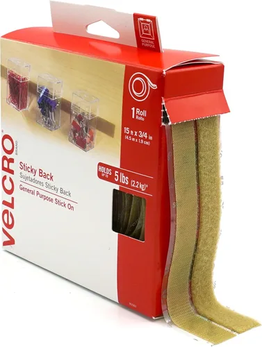 Vista 22 de VELCRO Brand Rollo de cinta negra de 5 pies x 3/4 pulgadas Con adhesivo Corte las tiras a la longitud deseada Cierres de gancho y bucle