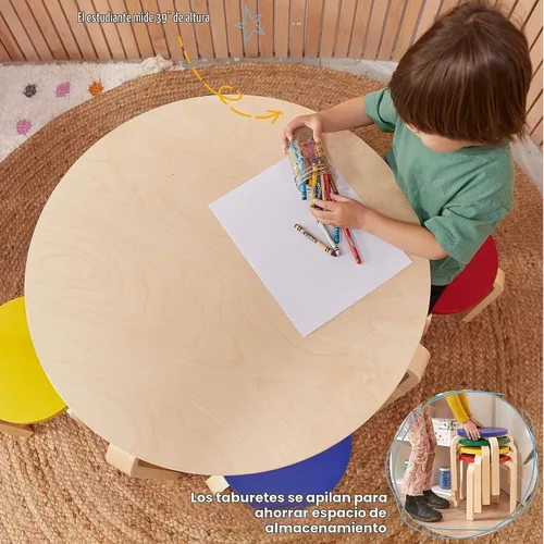 Vista 4 de Mesa ECR4Kids de madera natural curvada, Variados, 1