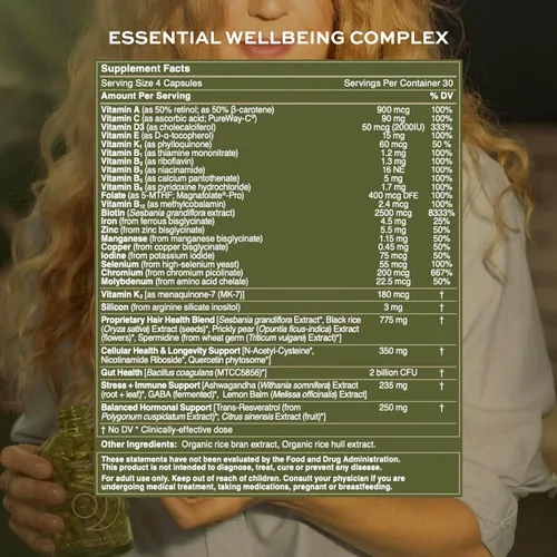 Vista 8 de Healthy Hair Growth Duo, Complejo de bienestar 7 en 1 Suplemento para mujer (120 cápsulas, suministro para 30 días) + suero de crecimiento activo