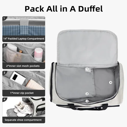Vista 5 de CLUCI Bolsa de gimnasio para hombres y mujeres, bolsa de viaje deportiva, mochila de viaje para gimnasio, fin de semana, mochila con compartimento