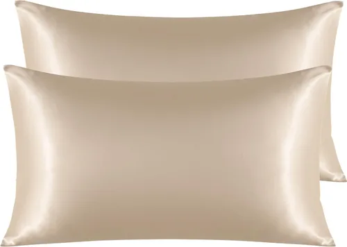Vista 78 de NTBAY Paquete de 2 fundas de almohada estándar de satén para cabello y piel, lujosas y sedosas fundas de almohada con cierre de sobre, 20 x 26