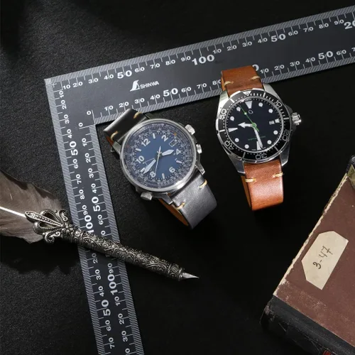 Vista 2 de REZERO - Correa de reloj de liberación rápida, correas de reloj de cuero de grano superior para hombres y mujeres, 0.709in, 0.787in, 0.827in