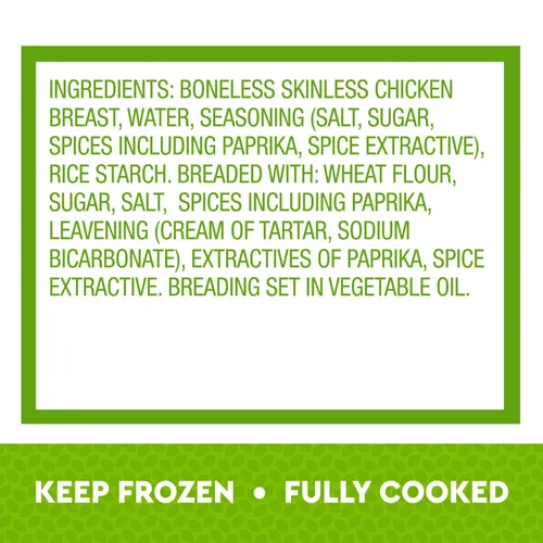 Vista 7 de Just Bare® Pechugas de pollo ligeramente empanadas y picantes Totalmente cocinadas 16 G de proteína Congeladas 1.50 LB