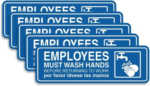 Vista 61 de Standard Employees Must Wash Hands - Letrero para puerta/pared, color negro, pequeño