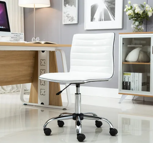 Vista 7 de Silla de trabajo acanalada sin reposabrazos, Blanco