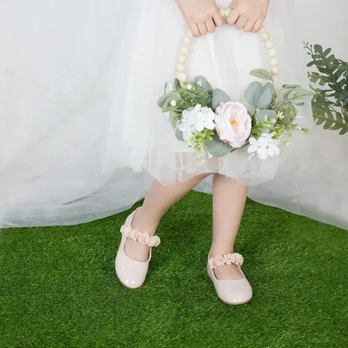 Vista 4 de Felix & Flora - Zapatos bajos de vestir con flores para niña pequeña, tipo balerina, para fiesta, escuela y boda