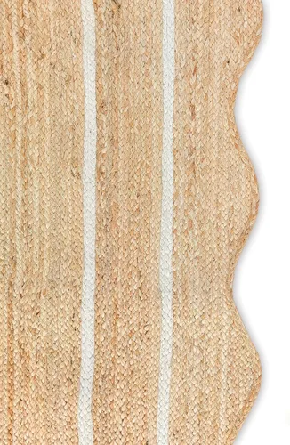 Vista 8 de Alfombra de yute natural ondulada con borde festoneado de Weaving Village, alfombra bohemia de yute para entrada, alfombra de pasillo estilo granja