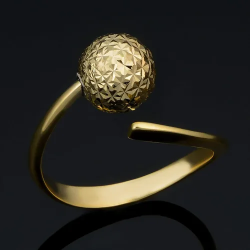 Vista 2 de Kooljewelry Anillo de oro amarillo de 14 k de 0307in con corte de diamante ajustable de tamaño 5 a tamaño 7