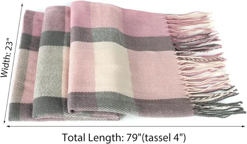 Vista 3 de Loritta Bufanda para mujer, chales largos a cuadros, para invierno, cálida, bufandas grandes, regalos
