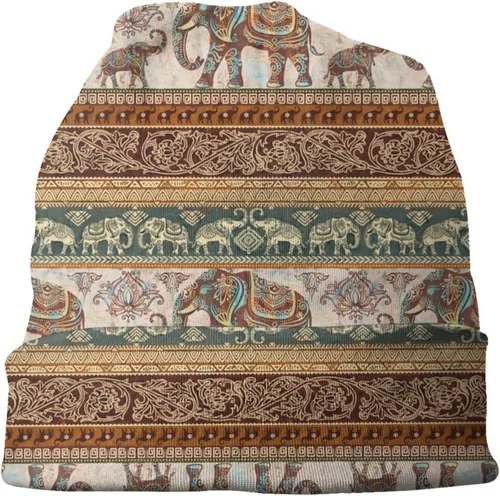 Vista 4 de Gorro de punto con diseño de calavera de azúcar y flores, para adultos, cálido, holgado, regalo para hombres y mujeres