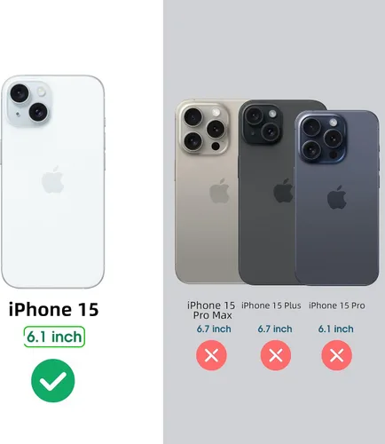 Vista 2 de Arae Funda para iPhone 15 [6.1 pulgadas] - Funda tipo cartera con bolsillos para tarjetas de piel sintética con tapa trasera para iPhone 15 de 6.1