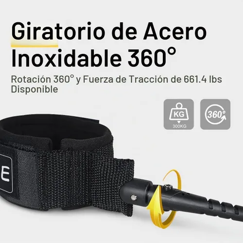 Vista 3 de WOOWAVE Correa SUP de 11 pies en espiral para tabla de remo para tabla de surf, correa de tobillo con funda impermeable para billetera/teléfono Negro