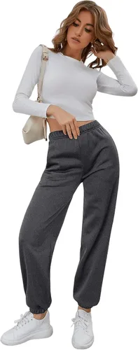 Vista 5 de SweatyRocks Pantalones deportivos elásticos de cintura alta para mujer