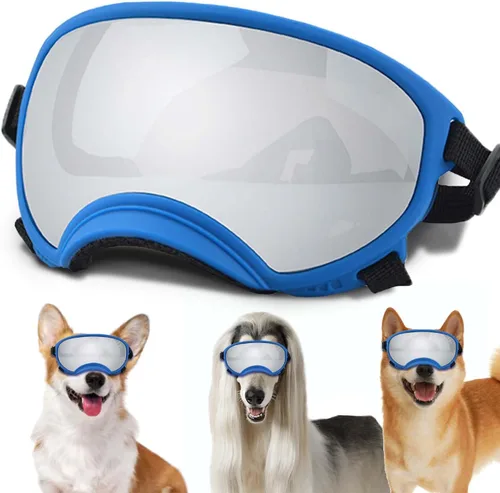 Vista 9 de Gafas de sol para perros medianos con correa ajustable, protección UV, gafas de sol para cachorros a prueba de viento, adecuadas para mascotas