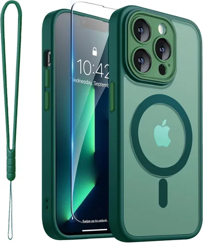 Vista 30 de ROYBENS Funda transparente mate para iPhone 12 Pro-Max compatible con Magsafe, protección completa de lente de cámara, protector de pantalla, correa