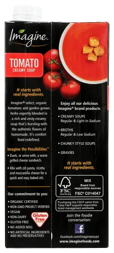 Vista 4 de Imagine Foods Natural Creations - Sopa cremosa de tomate, 32 onzas (paquete de 12)