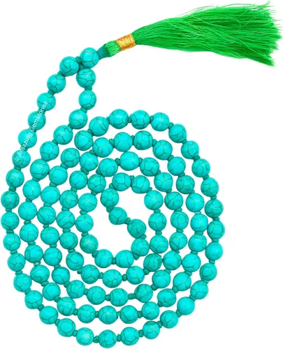 Vista 46 de Collar y Pulsera de Cuentas de Oración Japa Mala de Amazing Gemstone, 108 Cuentas para Meditación turquesa (African Turquoise)