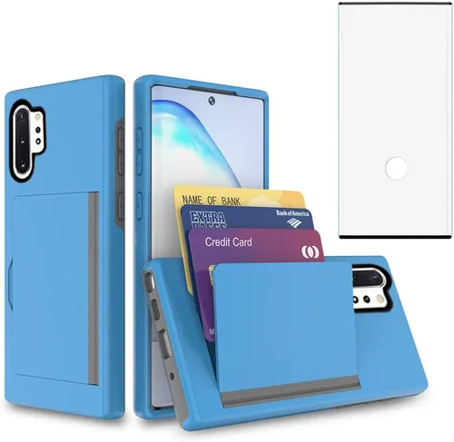 Vista 9 de Asuwish Funda para teléfono Samsung Galaxy Note 10 Plus Glaxay Note10+ 5G con protector de pantalla y soporte para tarjeta de crédito híbrido Gaxaly