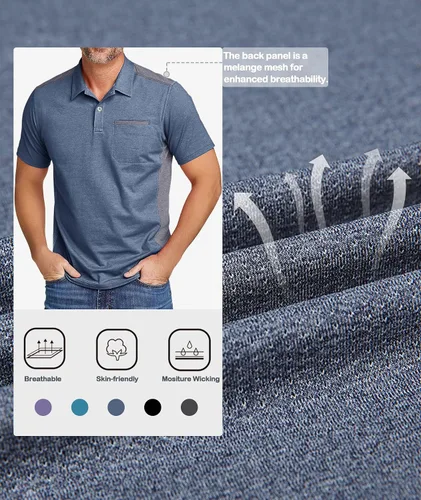 Vista 6 de Polo de golf para hombre, manga corta, táctica, camiseta de tenis casual
