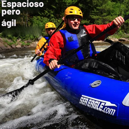 Vista 4 de Sea Eagle 420X Explorer - Kayak inflable - pesca, excursión, camping, exploración y riego blanco, auto-fianza, skeg extraíble, piso de punto de caída