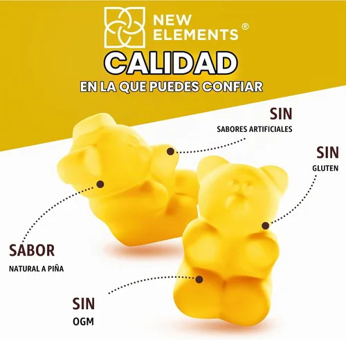 Vista 8 de New Elements Gomitas de vitamina D3 K2 de 10000 UI con calcio 100 mg - VIT D3 para adultos - Vitamina K2 Mk7 100mcg - Suplemento de vitamina D