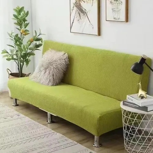Vista 8 de SAZDFY Funda elástica para futón, tela jacquard suave, protector de muebles a cuadros pequeños, funda universal para sofá con parte inferior Beige