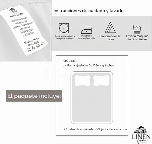 Vista 5 de [Usado] Linen Home Juego de sábanas bajeras de 100 % algodón percal, tamaño Queen, color turco pastel, bolsillo profundo, 3 piezas, 1 sábana bajera
