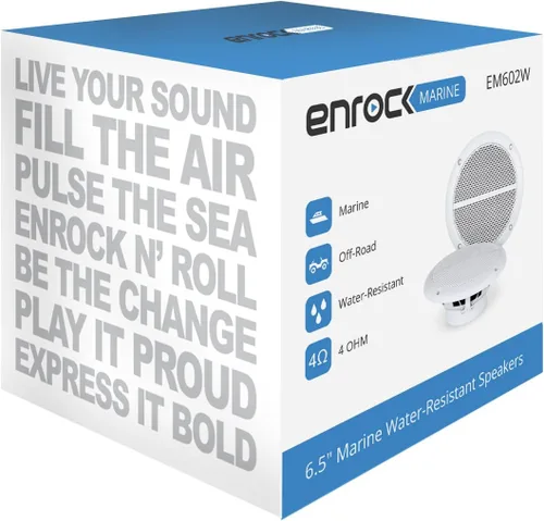 Vista 6 de Enrock - Altavoces marinos de rango completo de 2 vías de potencia máxima de 6.5 pulgadas, 90 W, color blanco, par