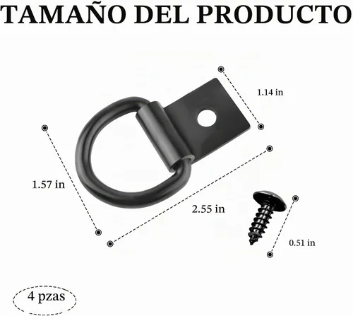 Vista 2 de 4PCS D Rings Heavy Duty & Tie Down Anchor with a Robust 1500 Pound,Trailer Tie Down Anchor Securing Cargo in Trucks RVs SUVs,Multipurpose Tralier D