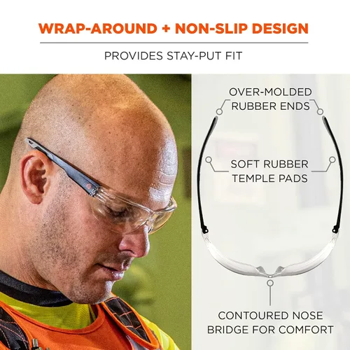 Vista 4 de Ergodyne Skullerz VALI - Gafas de seguridad antiarañazos, antivaho, ANSI z87.1 Lente Transparente