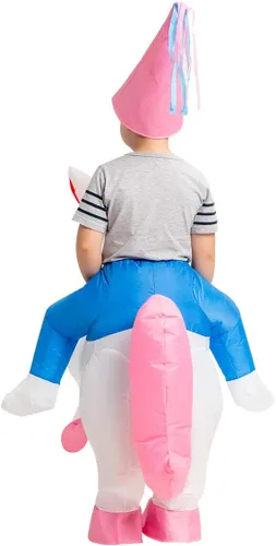 Vista 4 de GOOSH Disfraz inflable de unicornio para niños, disfraces de Halloween para niños y niñas, divertido disfraz inflable para fiesta de Halloween