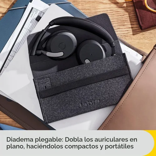 Vista 11 de Jabra Evolve2 65 Flex - Auriculares estéreo con Bluetooth, almohadilla de carga inalámbrica, tecnología ClearVoice con cancelación de ruido