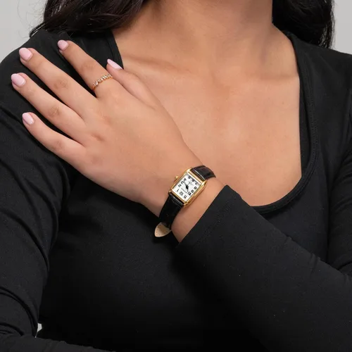 Vista 8 de Miykon Relojes vintage para mujer, pequeño y delicado, reloj cuadrado para mujer con piel auténtica, pulido iónico, luminoso y segundero, vidrio