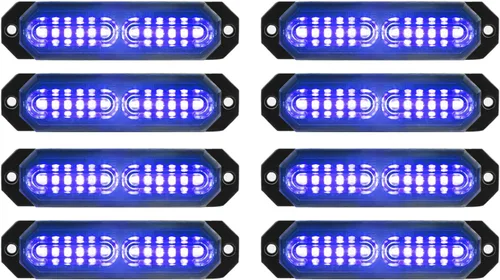 Vista 14 de ASPL 8 luces estroboscópicas intermitentes de montaje en superficie ultra delgadas de 12 LED para camión, automóvil, vehículo, LED, mini rejilla