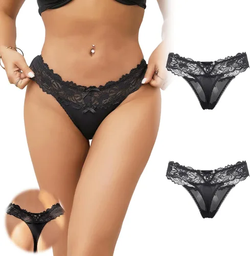 Vista 91 de ohyeah Tangas sexy de encaje tangas bragas de tiro bajo ropa interior para mujer de algodón entrepierna braga tangas bragas 4-18