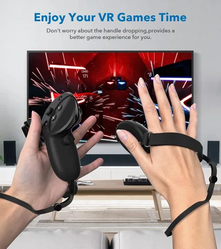 Vista 4 de YRXVW Controller Grips Cover for Oculus Meta Quest Pro, Silicone Hand Touch Grips Unibody Design with Adjustable Knuckle Strap Compatible with Quest