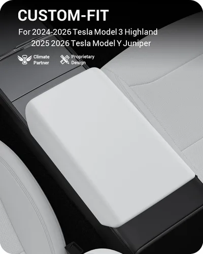 Vista 2 de BASENOR Funda para reposabrazos de consola central para Tesla Model Y Juniper/Model 3 Highland 2025 2026 [antideslizante] [sin logo] Accesorios