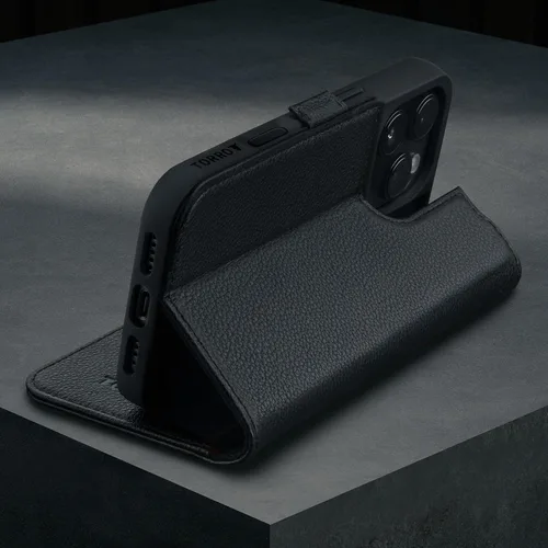 Vista 3 de TORRO Funda de cuero prémium compatible con iPhone 16 Pro Max de 6.9 pulgadas, funda de piel auténtica tipo cartera con función atril y ranuras