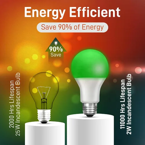 Vista 7 de Bombilla LED automática que cambia de color – Ciclos automáticamente entre rojo/verde/blanco cada 5 segundos – A19, E26, 2 W, bombilla LED de porche