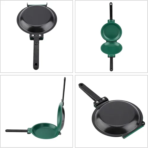 Vista 6 de Gavigain Sartén de acero de doble cara, sartén de doble cara, sartén para panqueques esponjosos, tortillas, frittatas y más