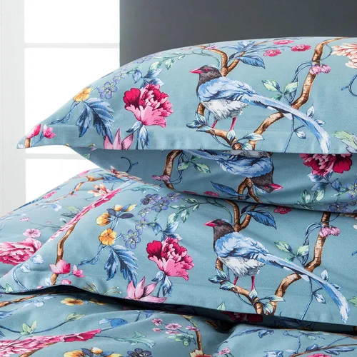 Vista 2 de Eikei Juego de Ropa de Cama de Jardín Botánico con Funda de Edredón de Algodón 100% Cepillado Lavado, Estampado Chinoiserie Asiático, Patrón Floral