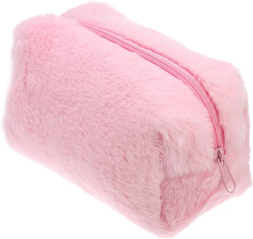 Vista 9 de VOCOSTE Pequeña bolsa de maquillaje de felpa, bolsa de cosméticos de belleza suave, bonita bolsa de aseo con cremallera de viaje, bolsa organizadora